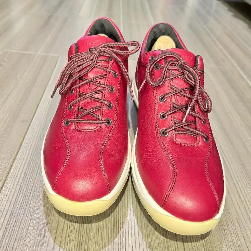 Rockport MEW327M Mens 10 Red Leather Sneakers Walking Shoes EUR 44 NWOB